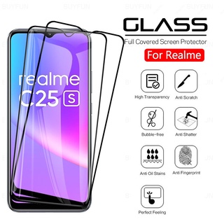 ฟิล์มกระจกนิรภัยกันรอยหน้าจอ HD สีดํา สําหรับ realme C25s C25 C21 C21Y C20 C17 realme C 21y 2 ชิ้น