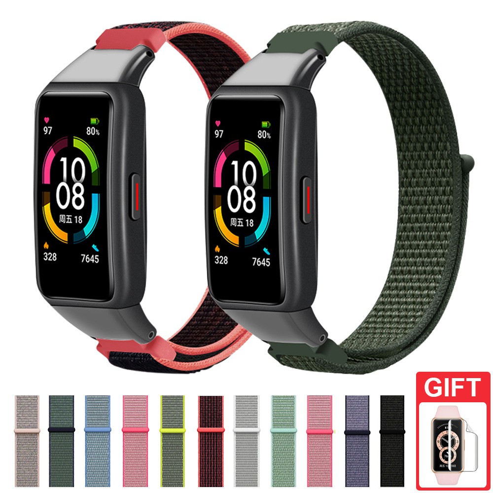 สายรัดไนลอนระบายอากาศอุปกรณ์เสริมสร้อยข้อมือสําหรับ Huawei Band 11 Pro 10 9 8 7 6 / Honor Band 10 9 7 6