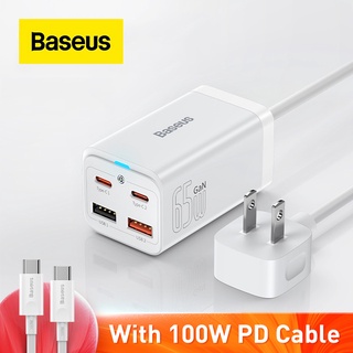 Baseus 65W Gan3 Pro 2C+2U อุปกรณ์ชาร์จแบตเข้ากันได้รวดเร็วพร้อม Pd Qc Afc Scp Fcp Type-C Usb ชาร์จไฟสําหรับ Book 2020 Huawei Matepad Pro