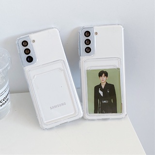 เคสมือถือแบบใส มีช่องใส่บัตร สำหรับ Samsung Galaxy S8 S9 S10 S20 S21 S22 S23 Plus Note 8 9 10 20 Ultra