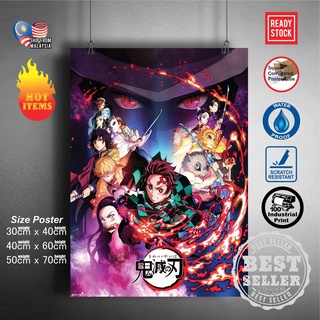 โปสเตอร์สติกเกอร์ Demon Slayer Kimetsu no Yaiba สําหรับติดตกแต่งผนัง