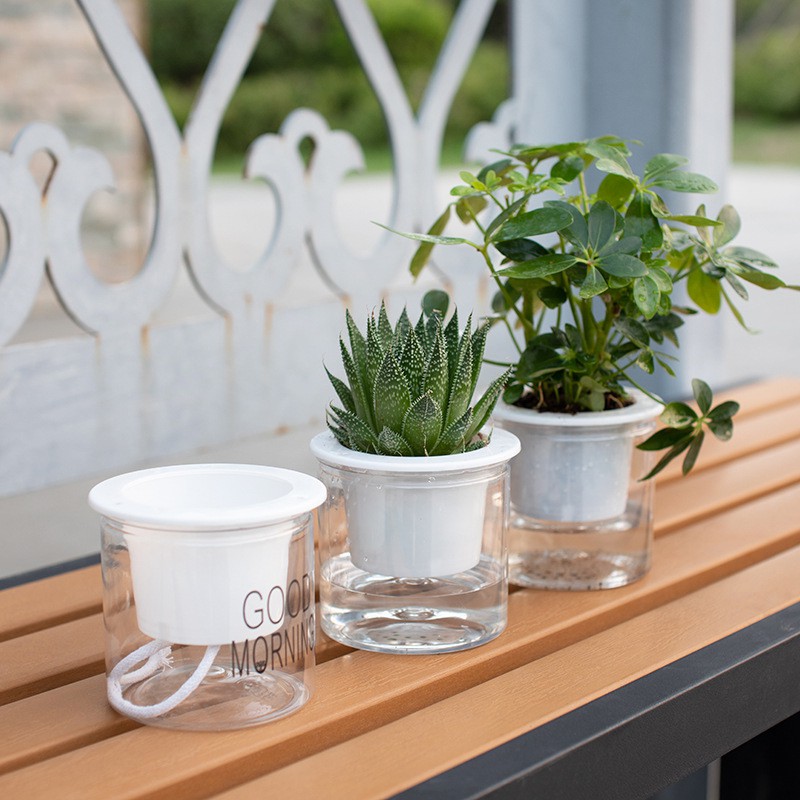 กระถาง กระถางต้นไม้แบบใส กระถาง2ชั้น เก็บน้ำได้ รดน้ำอัตโนมัติ รุ่น 5289/5287