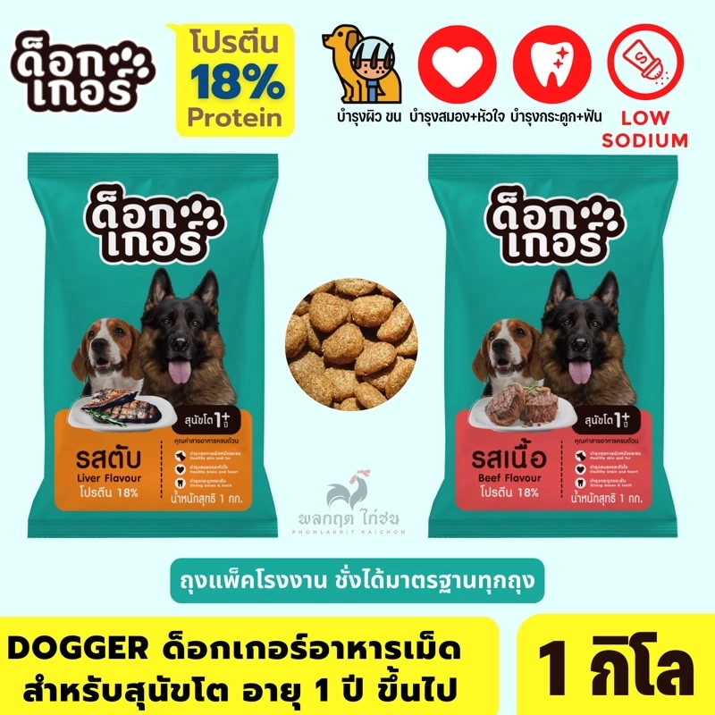 ด็อกเกอร์ (ถุง 1 กิโล) อาหารสุนัข 1ปีขึ้นไป DOGKER DOGFOOD