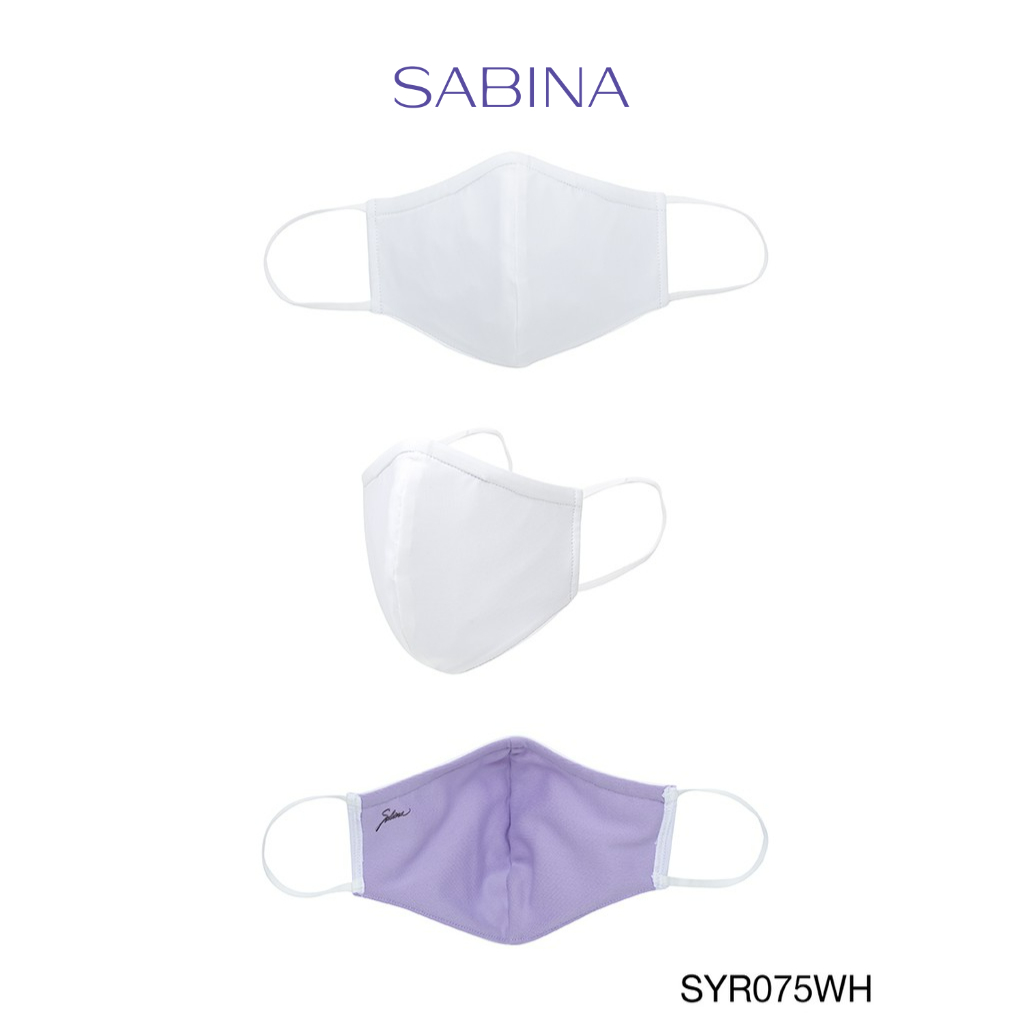 Sabina หน้ากากอนามัย TRIPLE MASK :  3 LAYER PROTECTION WITH MAGIC SILVER INNOVATION รหัส SYR075WH สีขาว/ม่วง