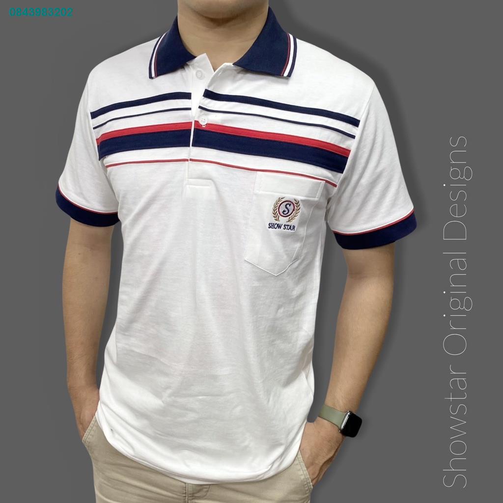 FGT5878▼♞□SHOWSTAR (ss9376) เสื้อโปโลชาย  ผ้าคอตอตอ100 แขนสั้น รุ่นมีกระเป๋า มีไซส์ L-3XL มีทั้งหมด 