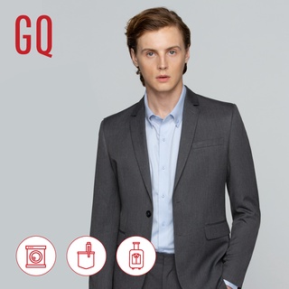 GQ Essential Suit สูททำงานผ้าเย็นเนื้อละเอียด ทรงปกติ รุ่น Cool Wool Blend สีเทา