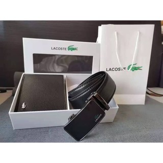 เซต Lacoste สำหรับคุณผู้ชาย กระเป๋าตังค์+เข็มขัด