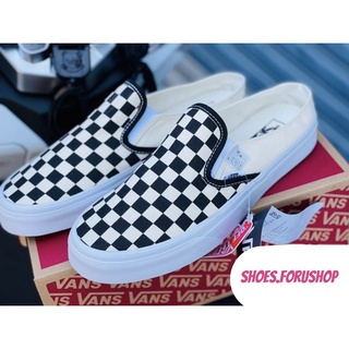 Vans Slip On Mule Checkerboard Classic / White แบบเปิดส้น ใส่สบาย พร้อมส่ง 36-44 แถมกล่อง สินค้าถ่ายจากงานจริง