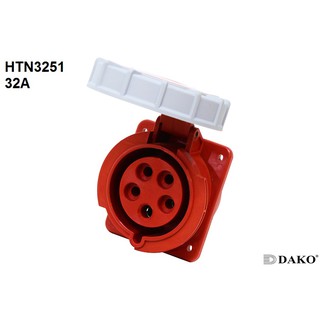 "Dako" Power Plug (เพาเวอร์ปลั๊ก) รุ่น HTN3251 32A 380V-415V 5Pin IP67 ตัวเมีย แบบติดฝั่งเฉียง