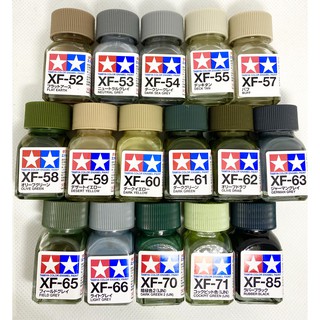 TAMIYA ENAMEL FLAT COLOR XF 52-85 ตัดเส้น panel line gundam gunpla ซาคุ ทหารโมเดล กันดั้ม กันพลา หุ่น รถ ทหาร สี