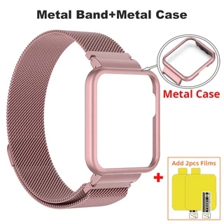 2in1 สร้อยข้อมือสายโลหะสําหรับ Xiaomi Watch Lite กรณี Protector Redmi นาฬิกา 5 / 5 eSIM 4 3 2 Lite แม่เหล็กสายรัดข้อมือ Mi นาฬิกา Lite 3 2 เข็มขัด