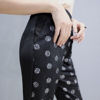 ZHER : Melon Dot Pants กางเกงขายาว ทรงสอบ ผ้าลาย polka dots (สีขาว, ดำ, แดงเข้ม) ไซส์ S M L