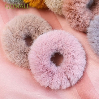 QQMALL Furry Hair Rope Soft Hair Accessories Rubber Band Elastic Winter Solid Color Adult Rubber Simple Furry Headdress/Multicolor