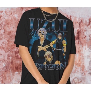 เสื้อยืดโอเวอร์ไซส์เสื้อยืด พิมพ์ลายอนิเมะ Tengen Uzui Demon Slayer สไตล์วินเทจS-3XL