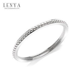 Lenya Jewelry แหวนเงินแท้ 925 ชุบโรเดียม พื้นผิวแหวนมีลวดลายในตัว สวยได้แม้ไม่มีอัญมณีมาประดับ