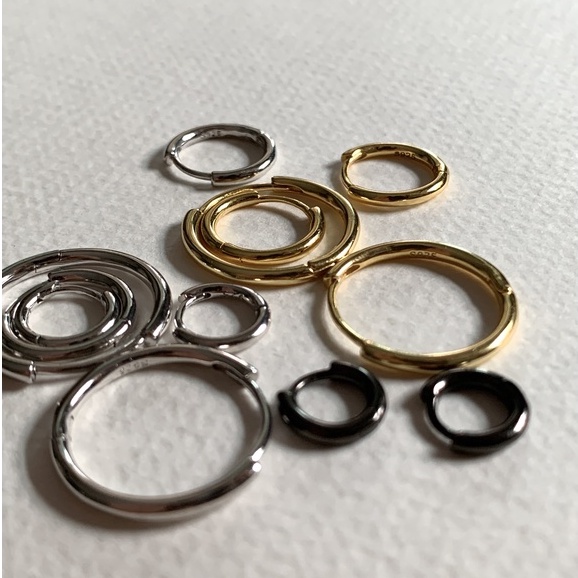gemin. | earrings #gmns925hoop 7mm, 9mm, 11mm, 17mm (ความหนาห่วง 1.8mm) (จำหน่ายเป็นคู่) ไม่ลอกไม่ดำไม่คัน ใส่อาบน้ำได้