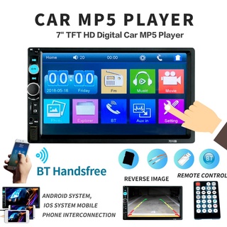 2din เครื่องเล่น MP4 MP5 วิทยุ FM USB AUX บลูทูธ 7010B รองรับกล้องมองหลัง สําหรับรถยนต์