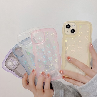 เคสโทรศัพท์มือถือ ซิลิโคนนิ่ม ใส กันกระแทก ลายหัวใจ ไล่โทนสี สําหรับ iPhone 12 13 11 Pro Max 13 Pro Max