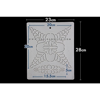 เทมเพลตวาดลายงานควิลท์ Quilt Template แบบ J ลายดอกไม้ขนนก สำหรับงานควิลท์ งานผ้า งานตัดเย็บ งานฝีมือ DIY (jia0077)