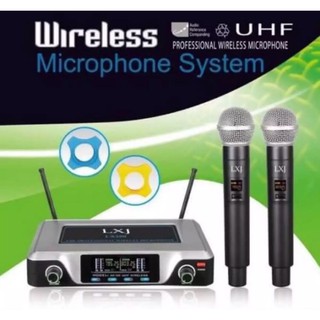 ไมค์โครโฟนไร้สาย ไมค์ลอยคู่ UHF wireless microphone มีกระเป๋าหิ้ว ยางกันกระแทกไมโครโฟนLXJ-LX200