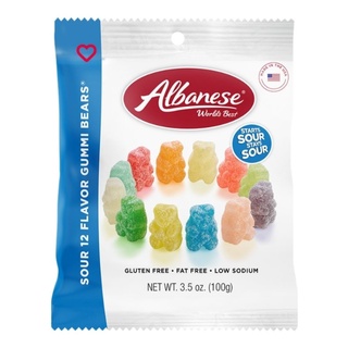 เจลลี่รูปหมี รสเปรี้ยว Albanese Sour 12 Flavor Gummi Bear 100g.