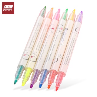 ปากกาไฮไลท์ 2 ด้าน ((แพ็ค 6แท่ง)) ไฮไลท์ Color Mark Pen Cute 6 Pcs/Set ปากกาเน้นข้อความ มี 2 หัว