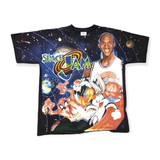 🔥เสื้อการ์ตูน Overprint SPACE JAM Vintage 90’🔥 Size “ L / XL ผ้าฟอกเก่างานดี ผ้านุ่ม โปรดระบุไซร้ด้วยน่ะครับ