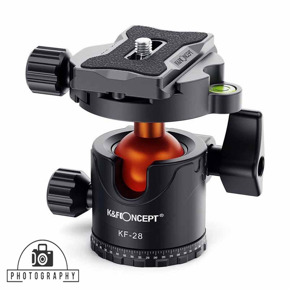 หัวบอล พร้อมเพลท K&F รุ่น KF-28 สำหรับใช้กับขาตั้งกล้อง