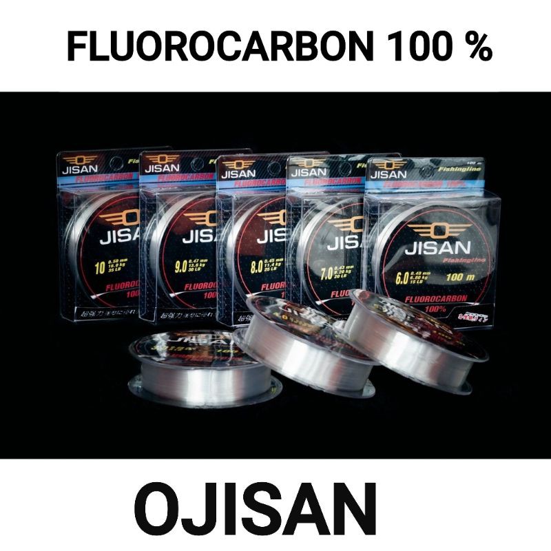 สายช็อค FLUOROCARBON 100% # OJISAN #สายลีดหน้า #สายตกกุ้ง ตกปลา สปิ๋ว มี ขนาด 100 และ 500 m.