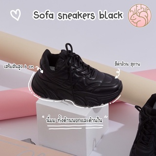 รองเท้าผ้าใบเสริมส้นสูง 6 cm  รุ่น Sofa sneaker Blak(รองเท้าผ้าใบ รุ่นโซฟา สีดำ)