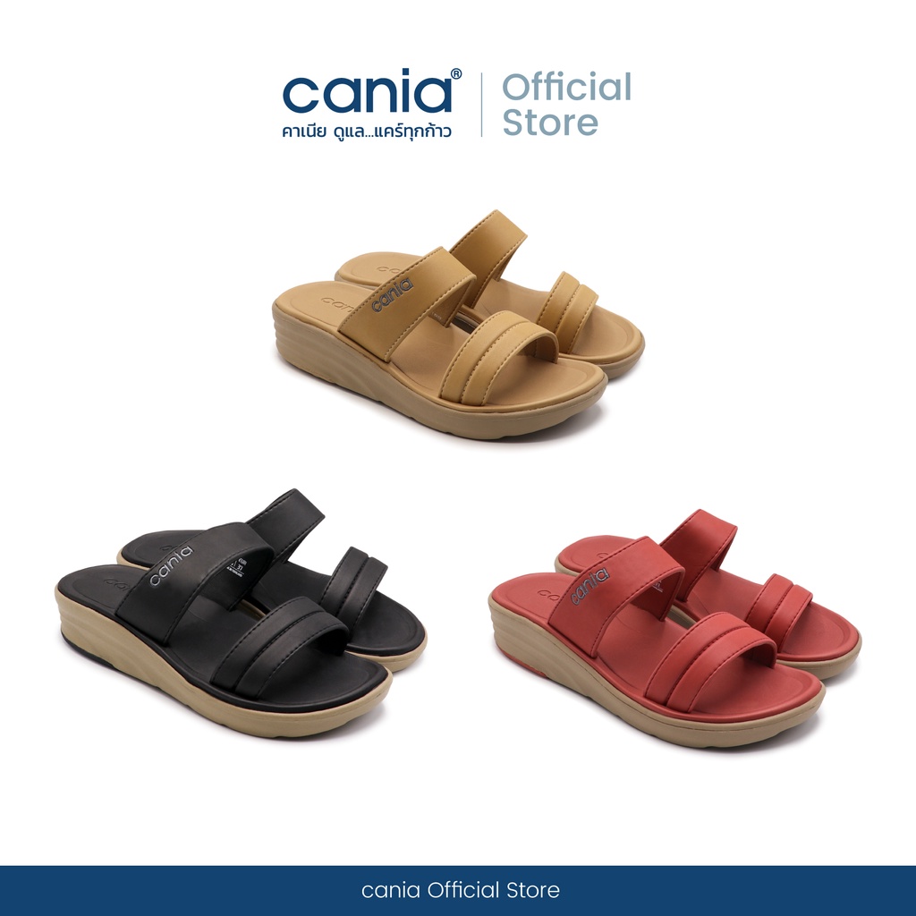 ซื้อ cania คาเนีย รองเท้าแตะ สวม ผู้หญิง ส้นเตารีด CW42171 Size 36-39