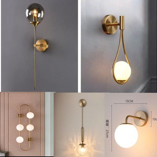 modern minimalist glass wall lamp ห้องนั่งเล่น นอร์ดิกสร้างสรรค์ห้องนอนเตียงไฟหน้ากระจกหน้า โคมไฟติดผนังพื้นหลังทางเดิน