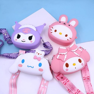 Yb2 ใหม่ Sanrio Cullomi Melody Hello Kitty กระเป๋าสะพายไหล่ ซิลิโคน ใส่เหรียญได้ สําหรับเด็ก BY2