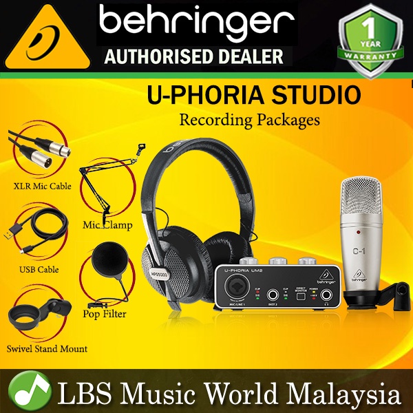 Behringer U-PHORIA STUDIO ชุดบันทึกพร้อมแคลมป์ไมค์และ Pop Filter UM-2 C1 (UPHORIA UM2 C1 HPS5000)