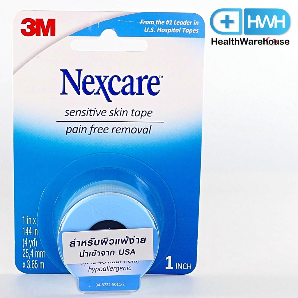 3M Nexcare Sensitive Skin Tape 1 นิ้ว x 4 หลา เทปปิดแผลสำหรับผิวบอบบางและแพ้ง่าย