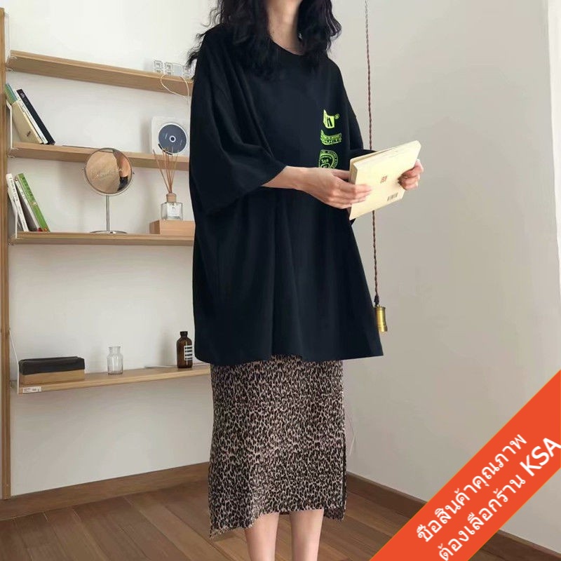 KSA พร้อมส่ง เสื้อยืดผู้หญิงโอเวอร์ไซส์  oversize เสื้อผ้าสไตล์เกาหลี เสื้อคอกลมแขนสั้นแฟชั่นสตรีท คู่รักวัยรุ่น - รูปที่ 7