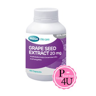 Mega we care Grape Seed Extract  60 Capsules เมก้า วี แคร์ สารสกัดเมล็ดองุ่น 20 มก.