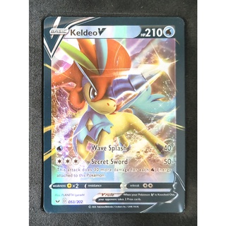 Keldeo V Card เคลดีโอ 053/202 Pokemon Card Gold Flash Light (Glossy) ภาษาอังกฤษ