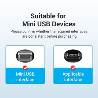 Vention สายเคเบิล USB C เป็น Mini B สําหรับโทรศัพท์ แล็ปท็อป Carmera DV เครื่องบันทึกในรถยนต์ Mini B เป็น Type C