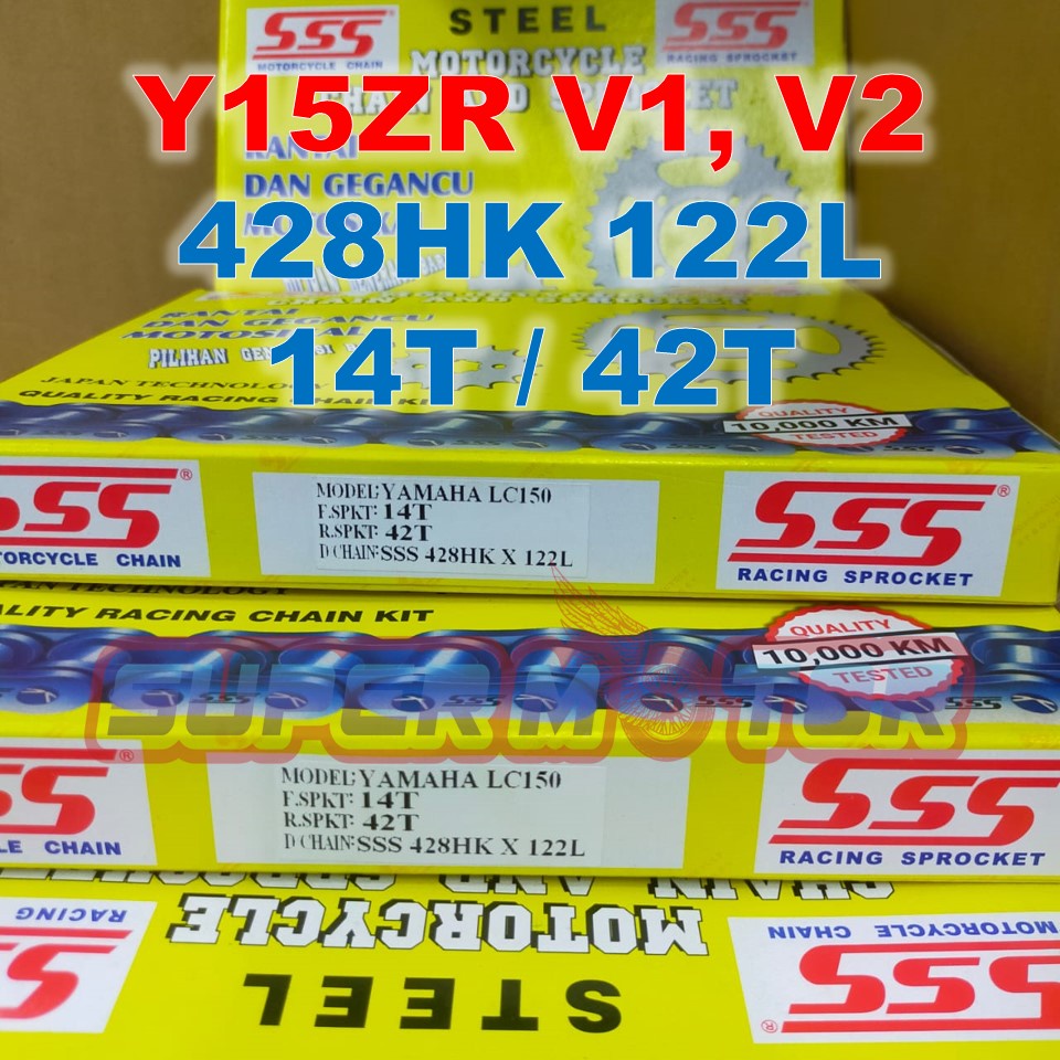 Y15ZR / FZ150 SSS HEAVY DUTY CHAIN & STEEL SPROCKETS SET 428HK 39T/40/41T/42T X 14T X 122L YAMAHA
