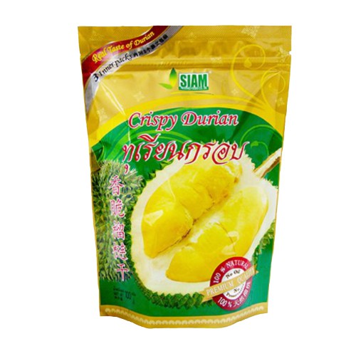สยามพรีเสิร์ฟฟู้ดส์ (SIAM PRESERVED FOODS) ทุเรียนกรอบ 100 กรัม (Crispy Durian 100g) 1ซอง(1 bag) ขนม ไม่ทอด อบแห้ง snack