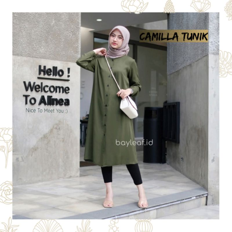 CAMILLA TUNIC MIDI DRESS BAYLEAF