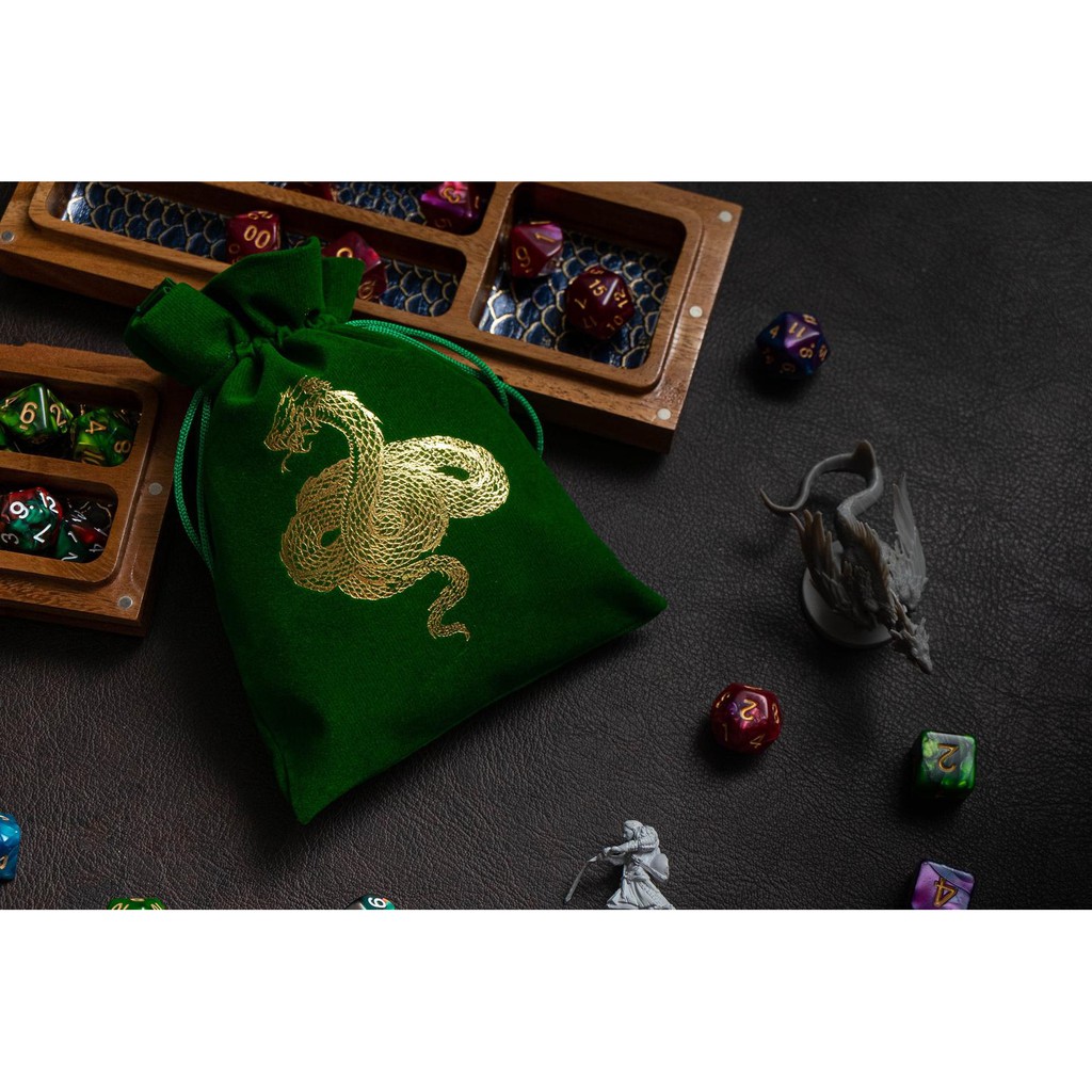 Basilisk Dice Bag | ถุงผ้ากำมะหยี่สำหรับ บอร์ดเกมส์ | Dungeons and Dragons Dice | DnD Dice Set | D&D Dice