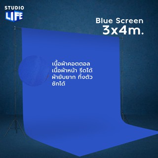 ฉากน้ำเงิน Cotton 3x2 3x4 3x6 ฉากพื้นหลัง STUDIO BACKDROP ผ้าฉากถ่ายแบบ ไลฟ์สด สตรีมเกมส์ สตูดิโอ studio Green Screen