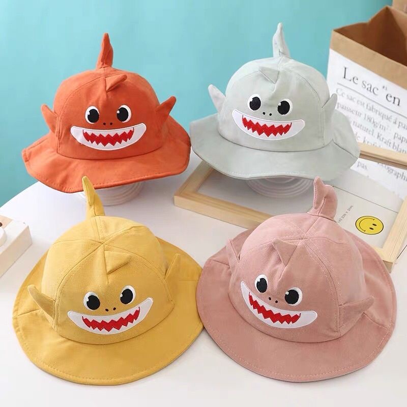 Topi Baby Infant Baby Shark Kartoon Bucket Hat ของเล่นเด็ก