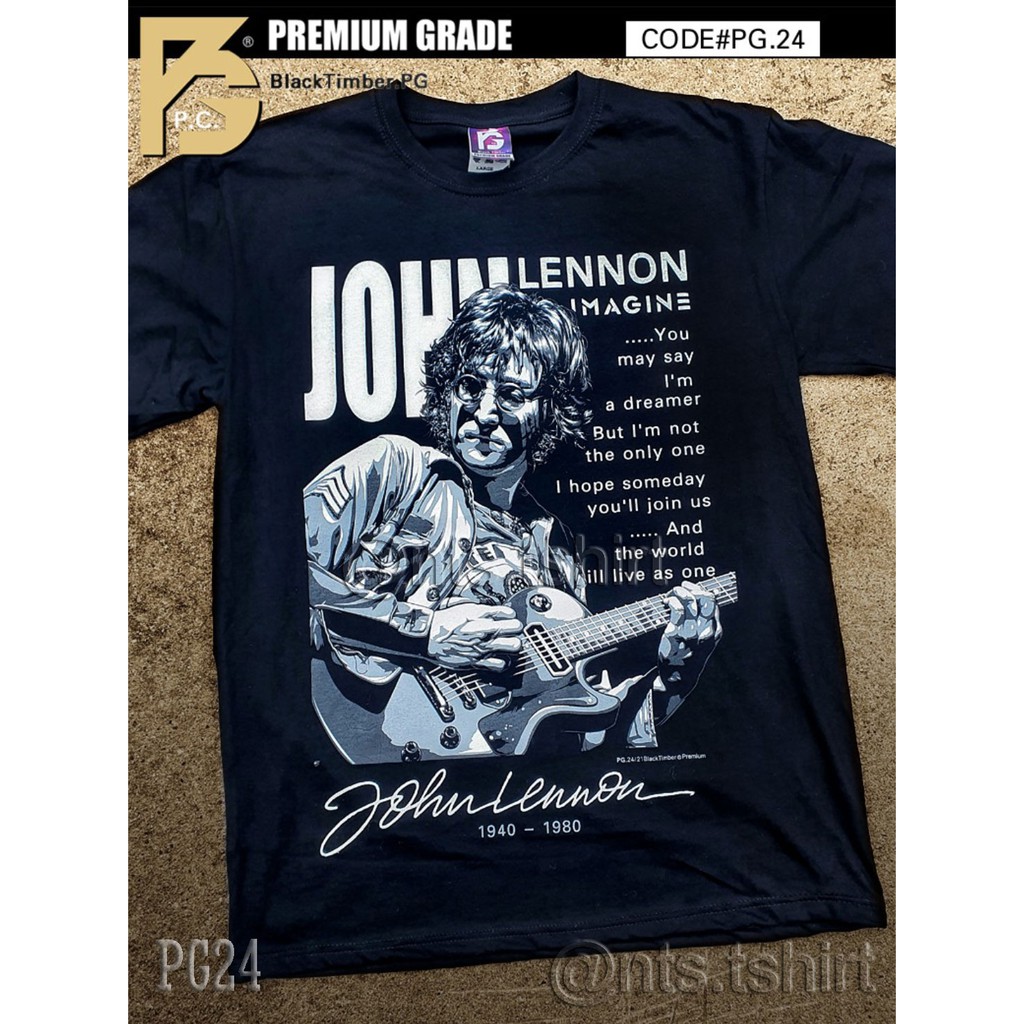 PG 24 John Lennon Imagine เสื้อยืด ลายนักร้อง สีดำ สกรีนแน่น ผ้านุ่ม cotton100% S M L XL XXL