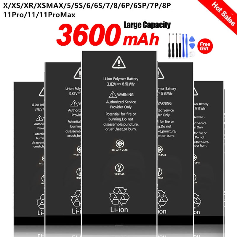 ❤2022 Fast Charging 100% New Zero-cycle Phone Battery For IPhone 5 6 6S 5S SE 7 8 Plus X Xs Max 11 P