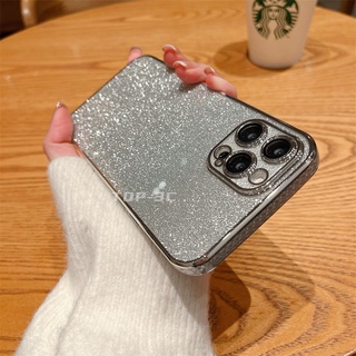 เคสโทรศัพท์มือถือ TPU ลายกลิตเตอร์ พร้อมเลนส์ สําหรับ Iphone 13 12 11 Pro Max Xs Max Xr 8 7Plus