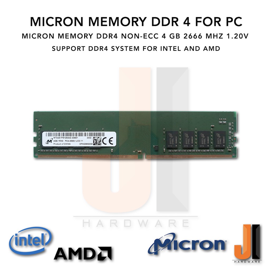 Micron Memory for PC DDR4 2666MHz 4 GB 1.20V (มือหนึ่ง) | Shopee Thailand