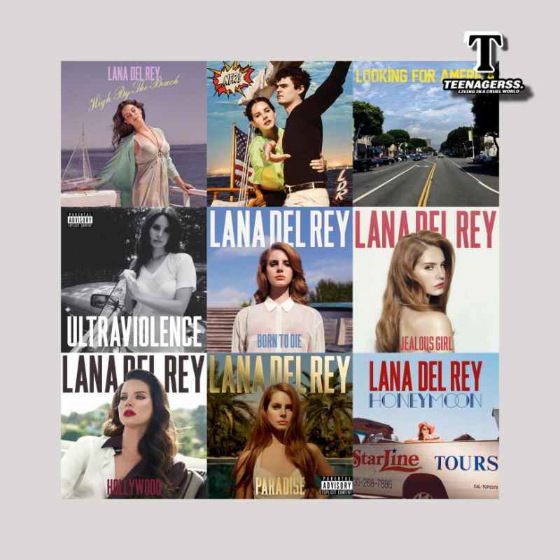 9 ชิ้น Square โปสเตอร์ Lana Del Rey อัลบั้ม Aesthetic Wall Decor
